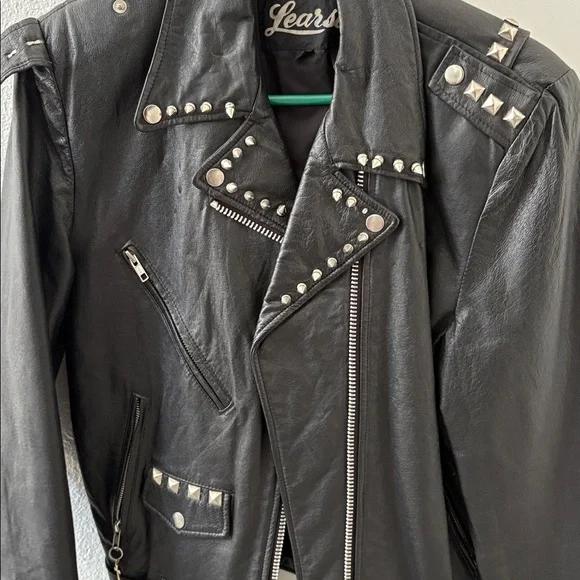 Black Leather Studded Jacket - Picture 6 of 9
